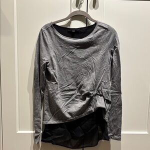 All Saints Charcoal Long Sleeve Women's Top with sheer layer